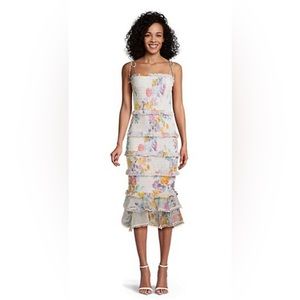 BRAND NEW with tags! Lipsy Francesa floral Shirred ruffled dress. Size 10